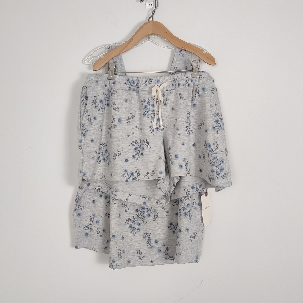 A While Women's Pajama Set Size 2X 3X Tank Top & Short PJs Floral